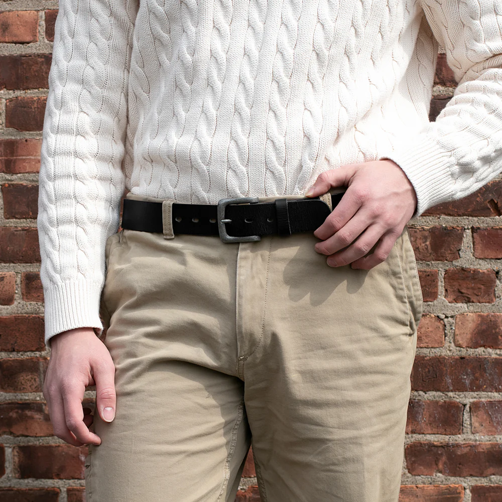 Leather Jeans Belt #B150 - 1 1/2" Wide - Black - Image 4