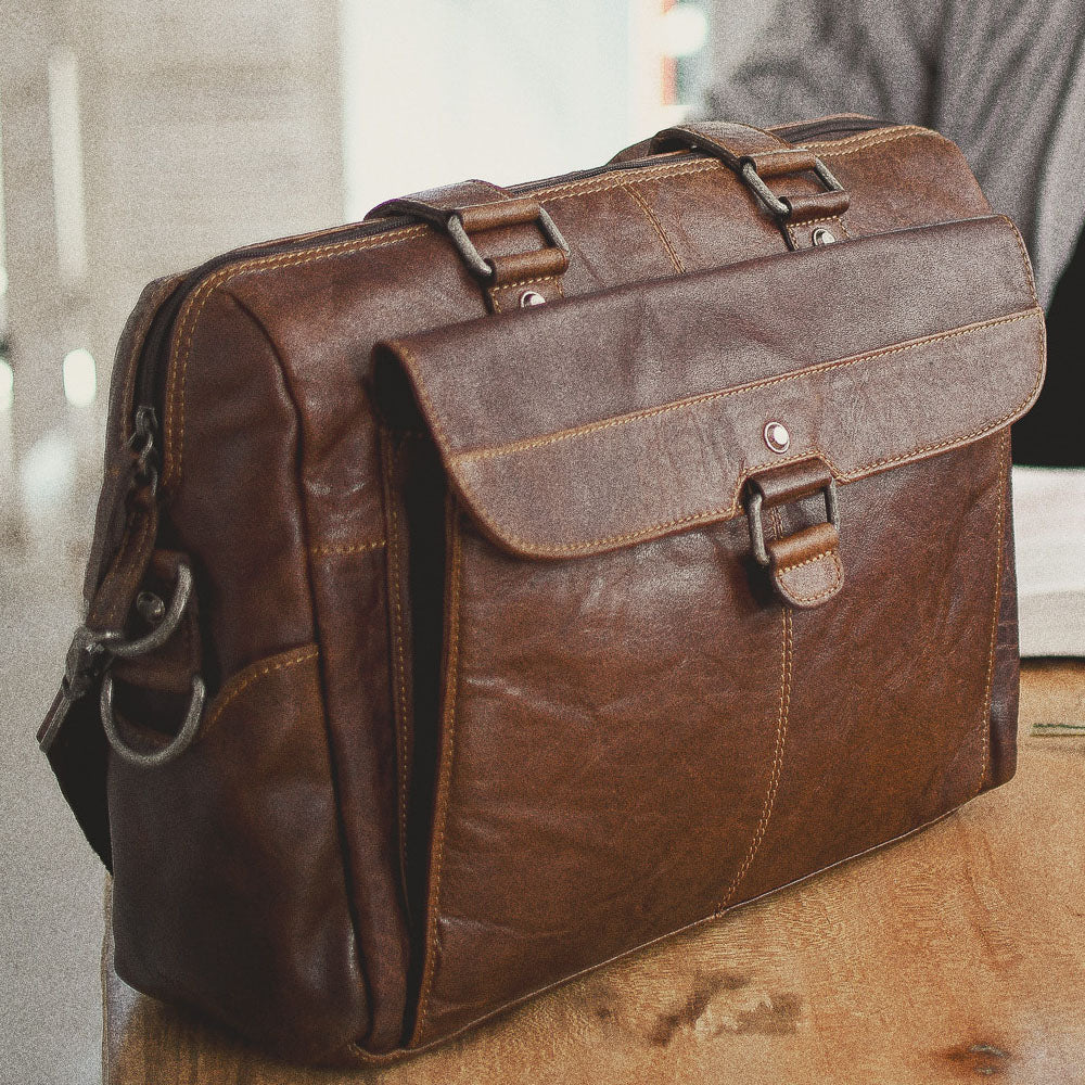 Zippered Briefcase with Front Flap Pocket #7316 - Image 17